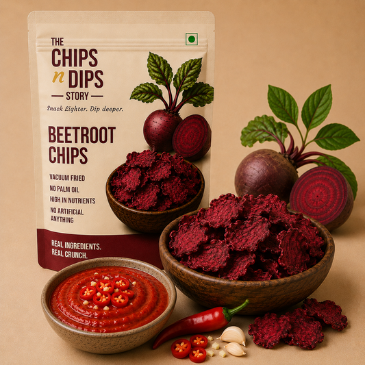 Beetroot Chips N Chilli Garlic Dip